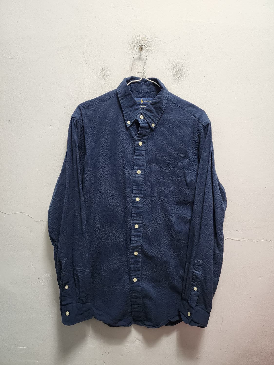 폴로 시어서커 클래식핏 네이비 셔츠 상품이미지1