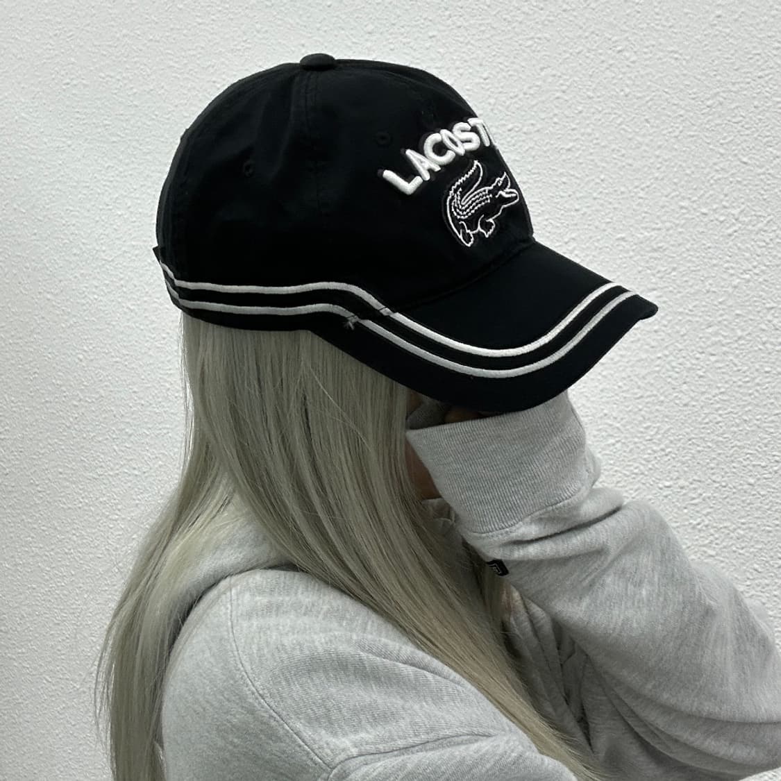 라코스테 블랙 단가라 볼캡 상품이미지2