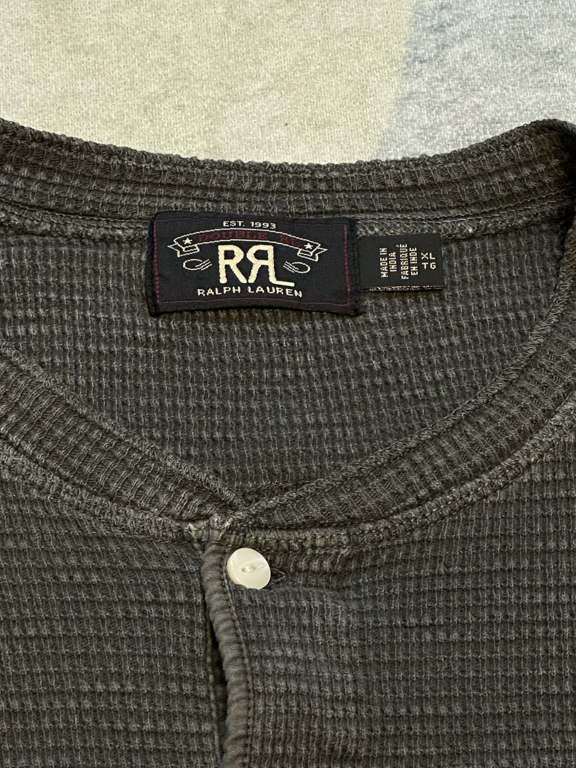 [XL] RRL(더블알엘) 와플 헨리넥 반팔 블랙 상품이미지3