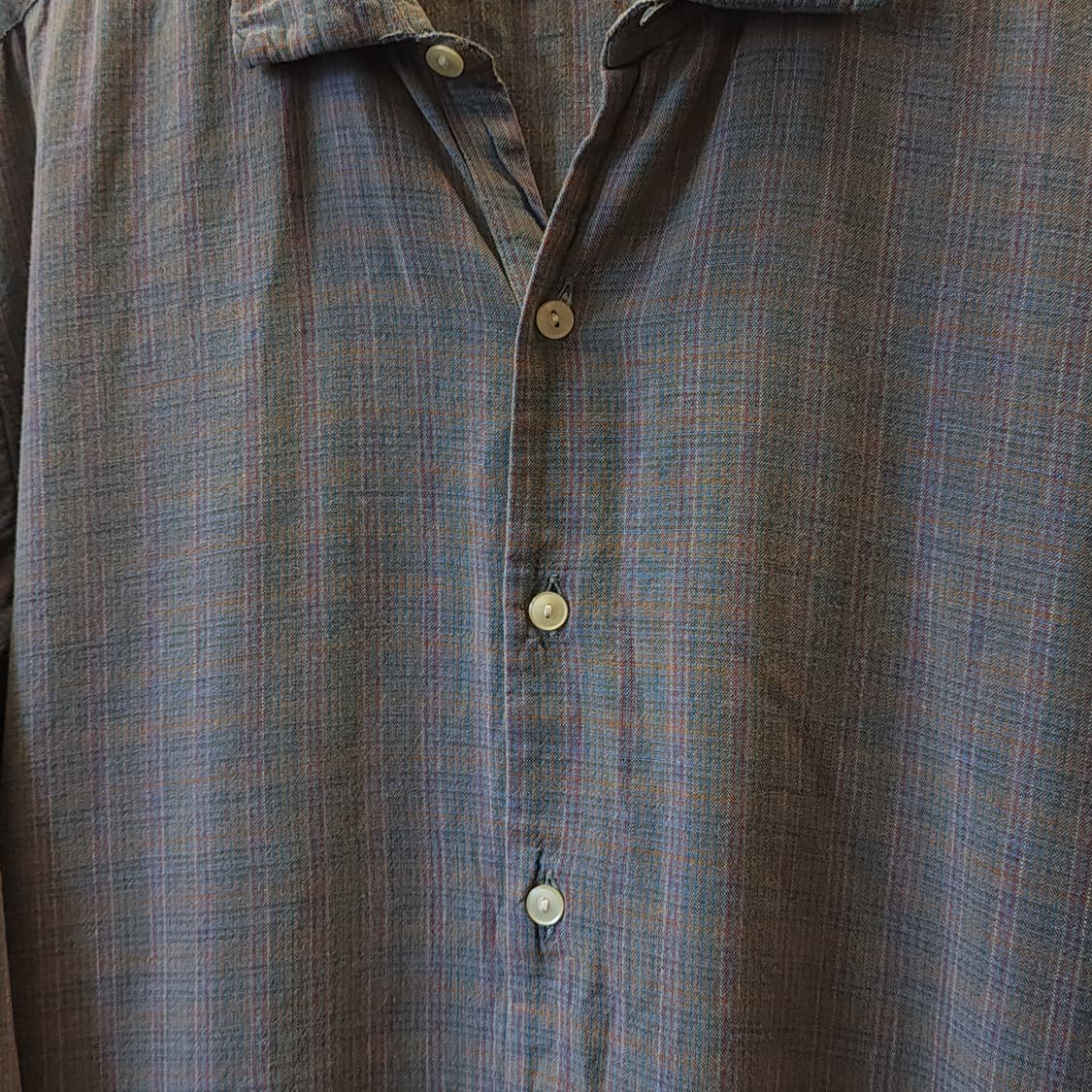 60s 프랑스 워크셔츠 가드너 빈티지 셔츠 라이트 퍼플 롱 튜닉 셔츠 L 상품이미지4