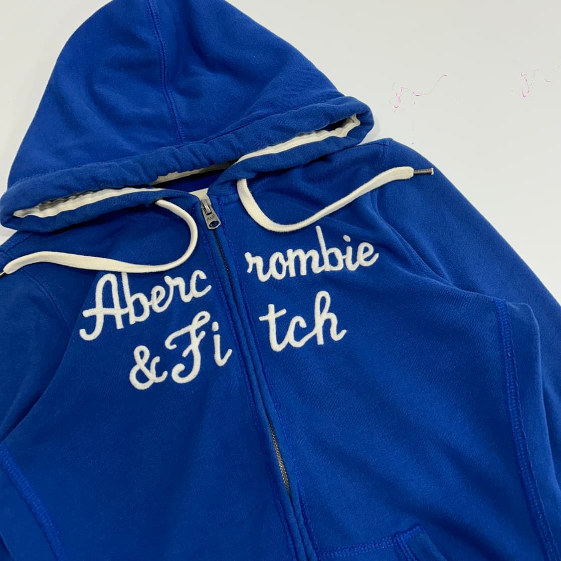 Abercrombie 아베크롬비 레터링 로고 블루 후드집업 상품이미지4