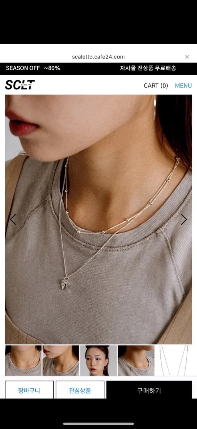 새상품)스칼렛또 2 wing pendant layered necklac 상품이미지1