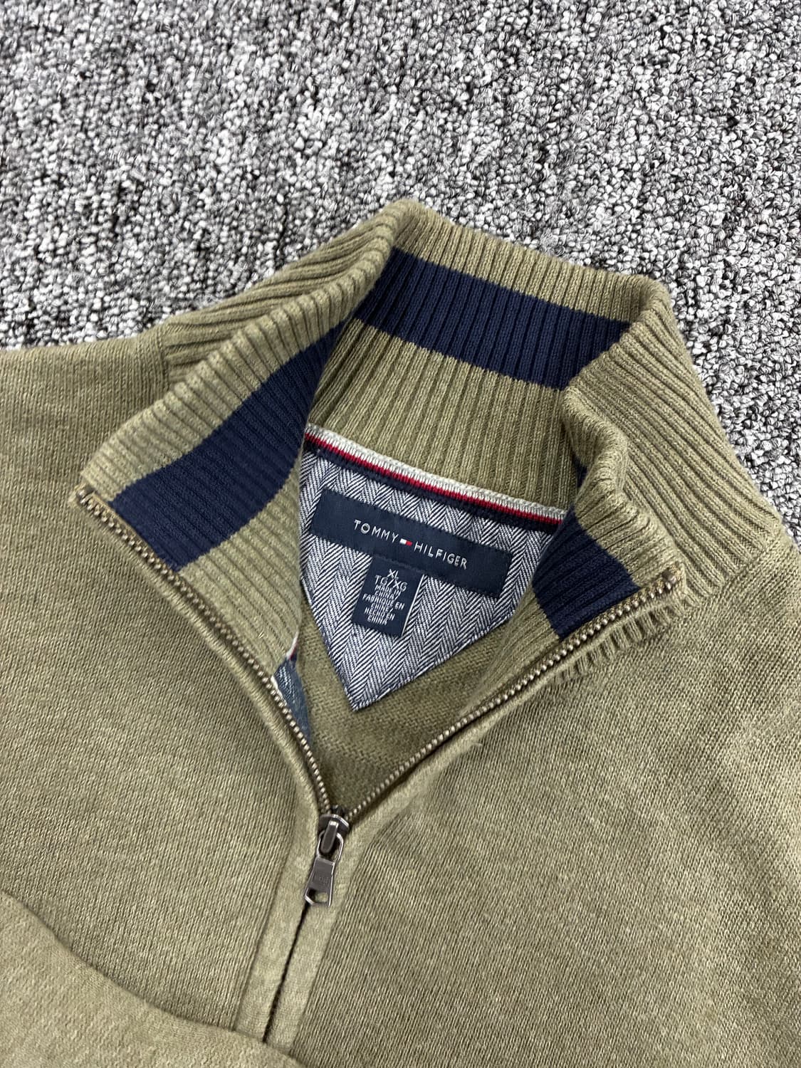 타미 힐피거 올리브 그린 니트 하프 집업 XL 상품이미지5