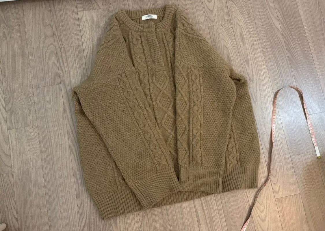 미착용 프라나 카멜베이지 꽈배기 니트티 아방핏 여리핏 박시핏 여성 프리 상품이미지1