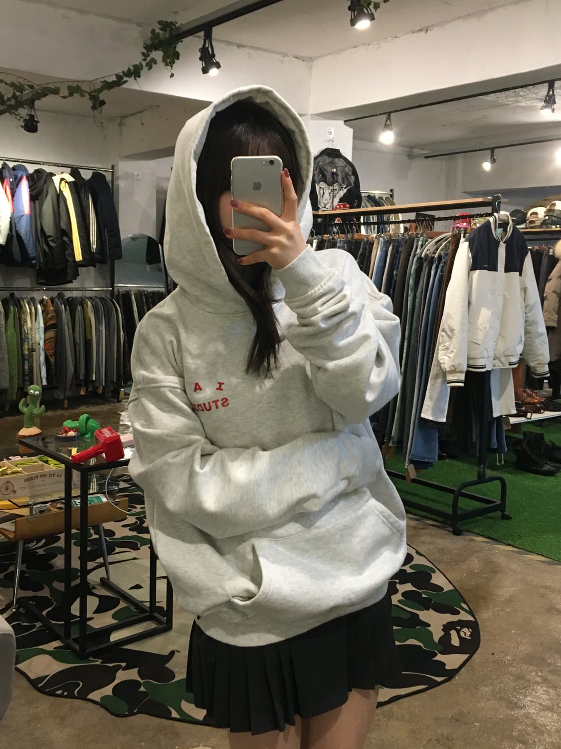 아이앱 스튜디오 후드티 화이트레드 상품이미지5