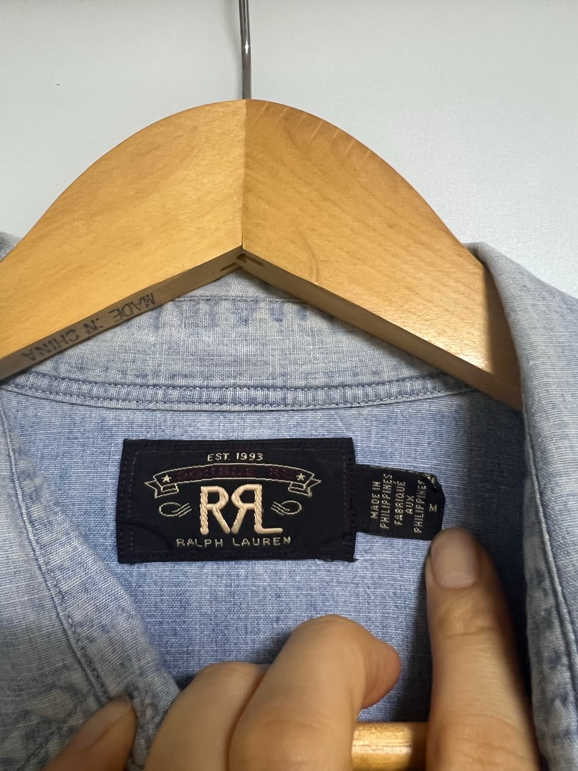 RRL 슬림 샴브레이 웨스턴셔츠 상품이미지5