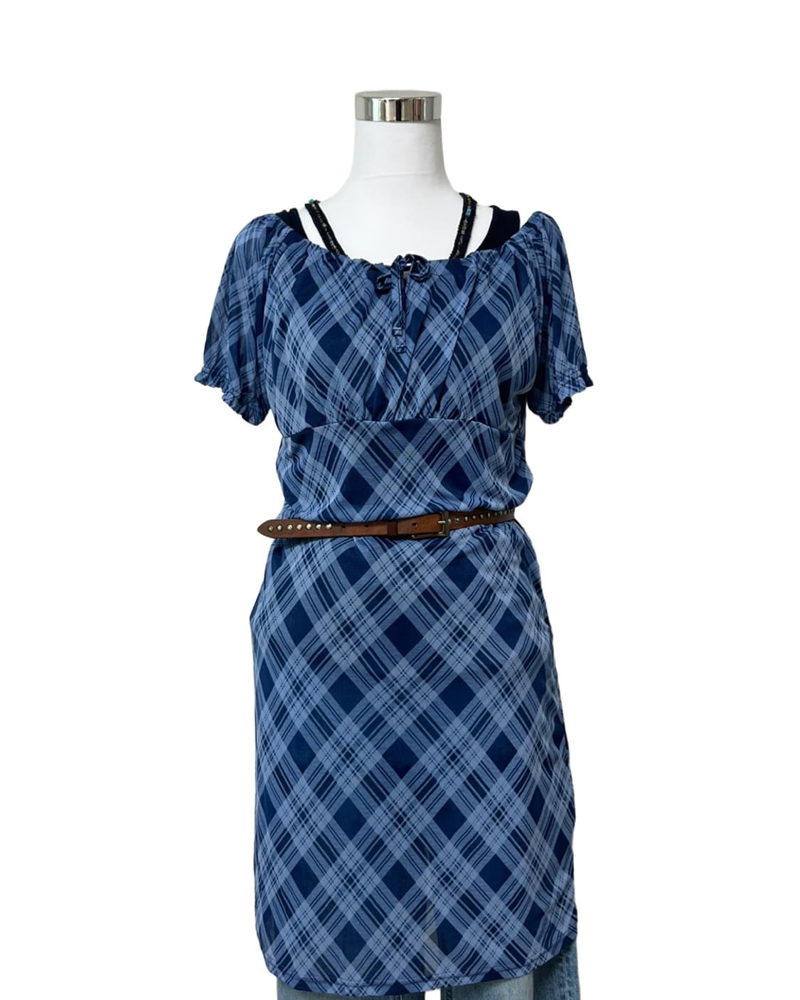 Blue check onepiece 상품이미지4