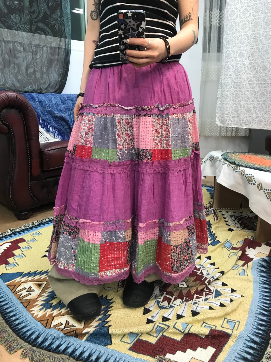 모리 여성 패치 디테일 밴딩 스커트  상품이미지1