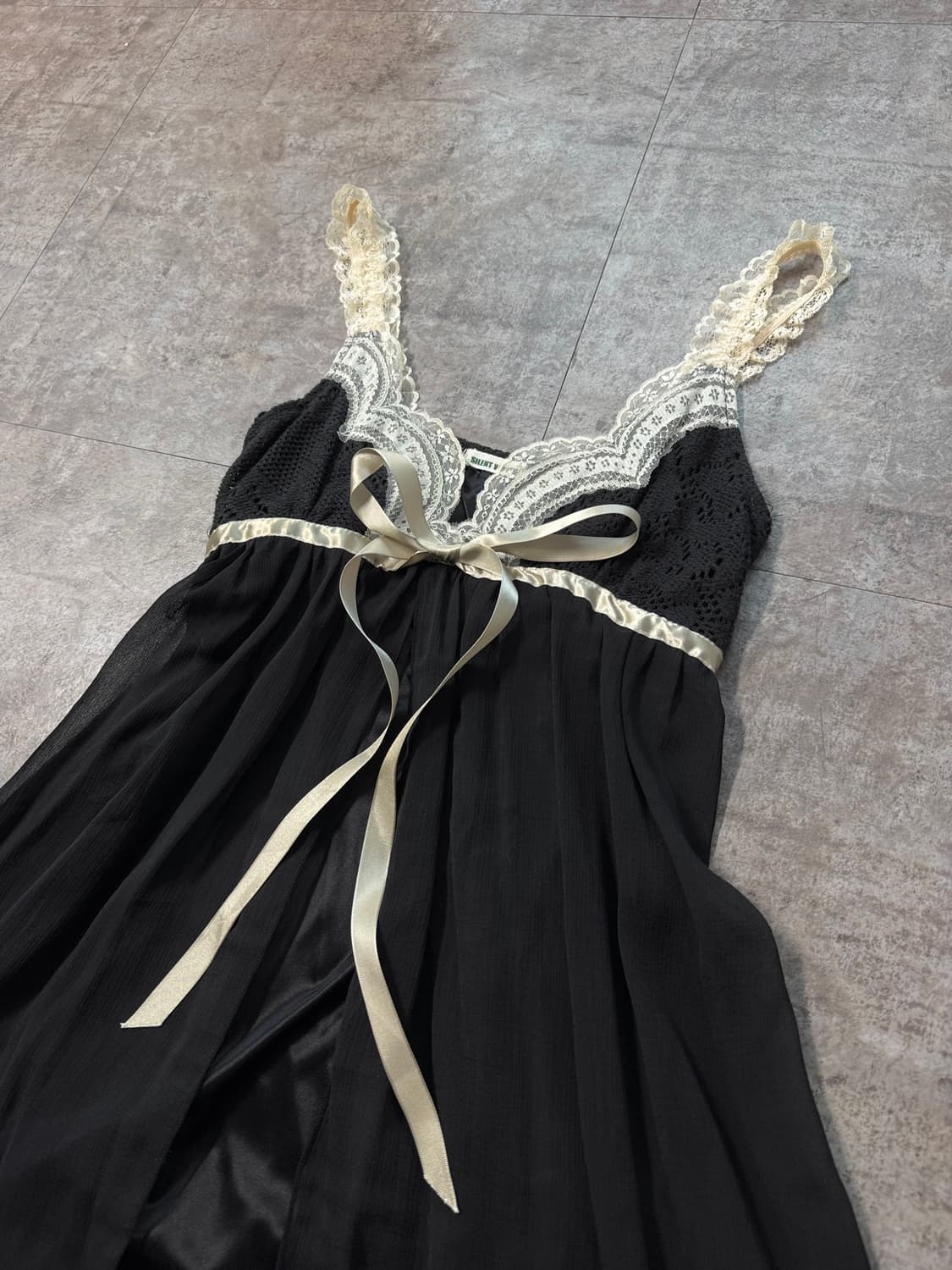 도트 패턴 레이스 레이어드 원피스 상품이미지5