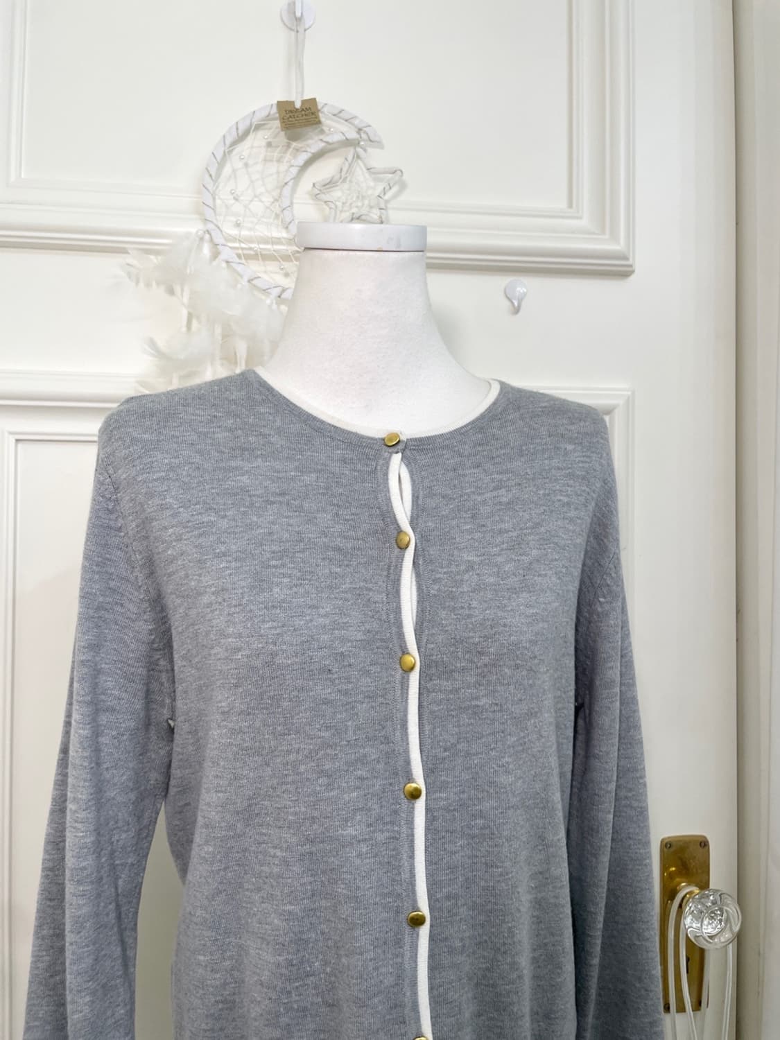 gray white lining basic cardigan(size-L) 상품이미지5