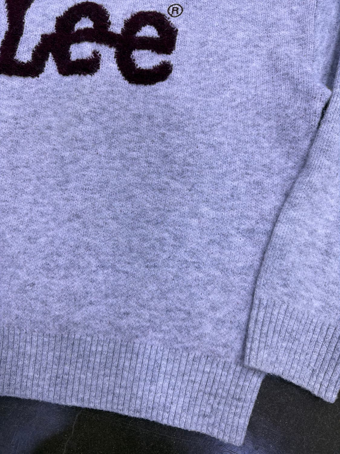 Lee 리 부클 버건디 로고 니트 스웨터 그레이 릴렉스핏 L 상품이미지4