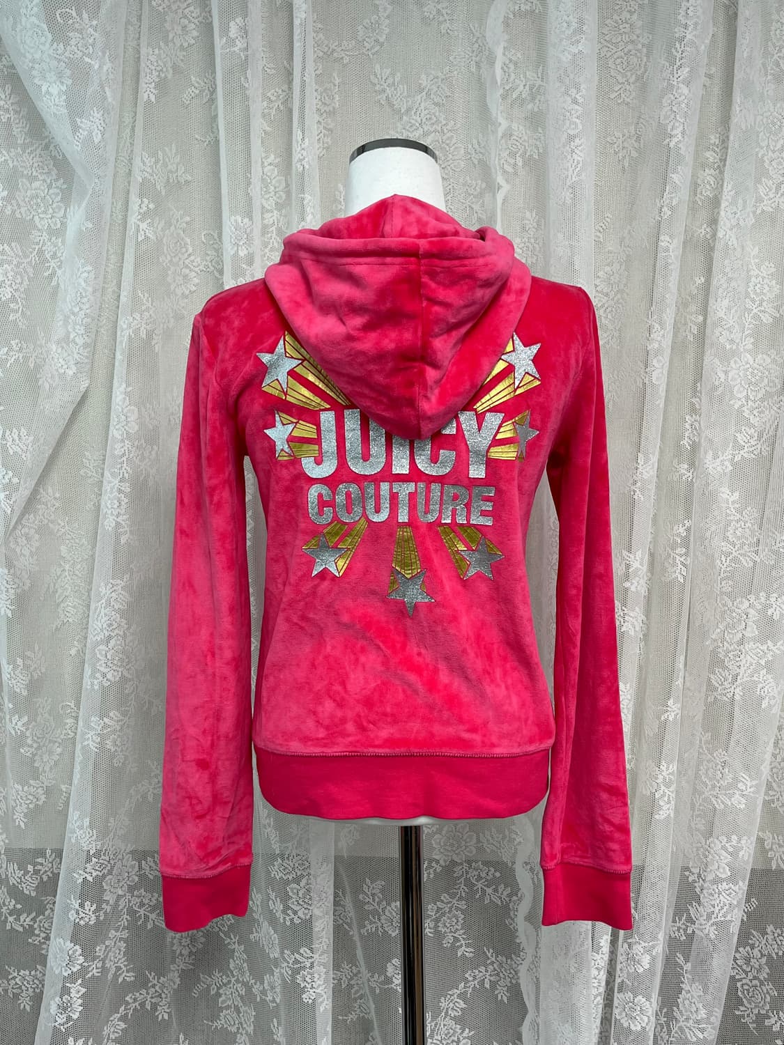 M) 쥬시꾸뛰르 벨벳 후드 집업 핑크 상품이미지1