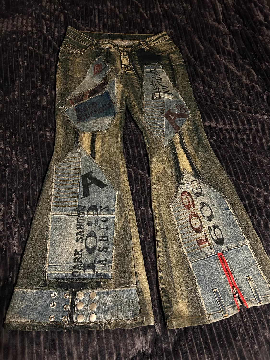 Denim Patch Detail Zipper Boots Cut Pant 상품이미지1