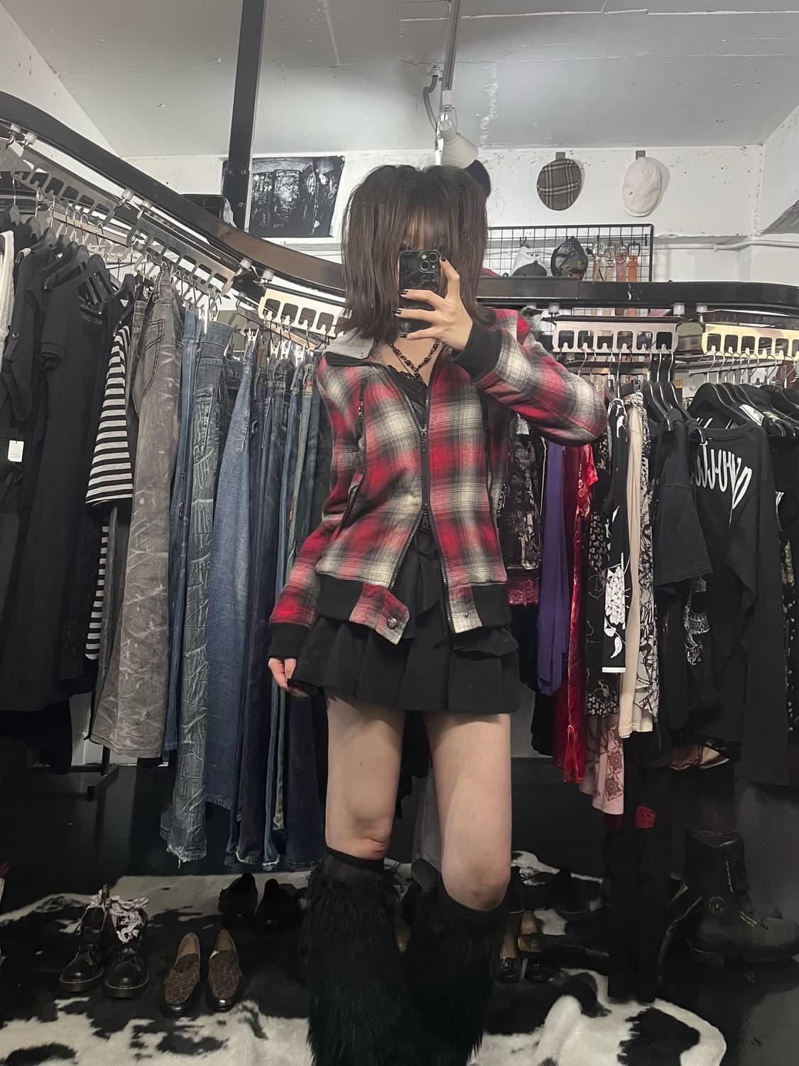 인더아틱 체크패턴 투웨이 후드집업 상품이미지1