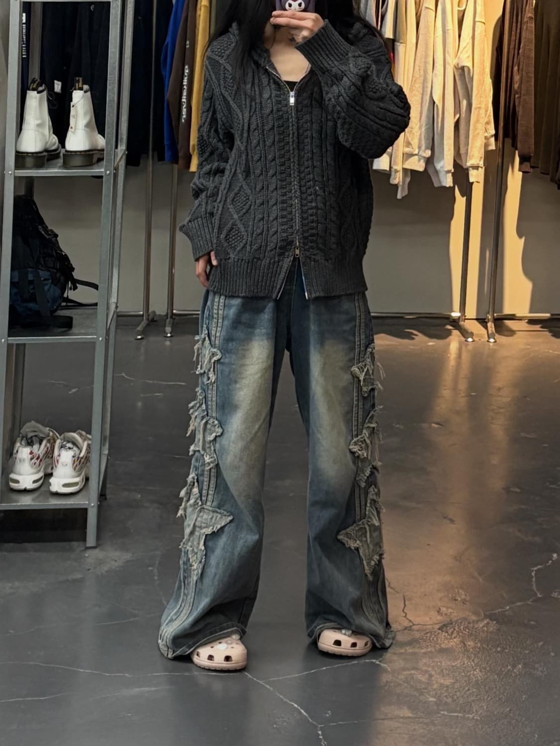 트릴리온 워셔블 아란 케이블 후드집업니트 A2766 상품이미지1