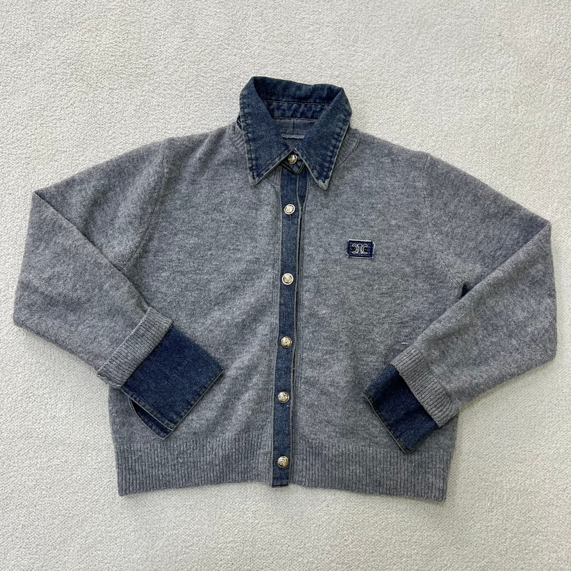 실측확인 빈티지 레이어드 데님 니트 0316M 상품이미지1