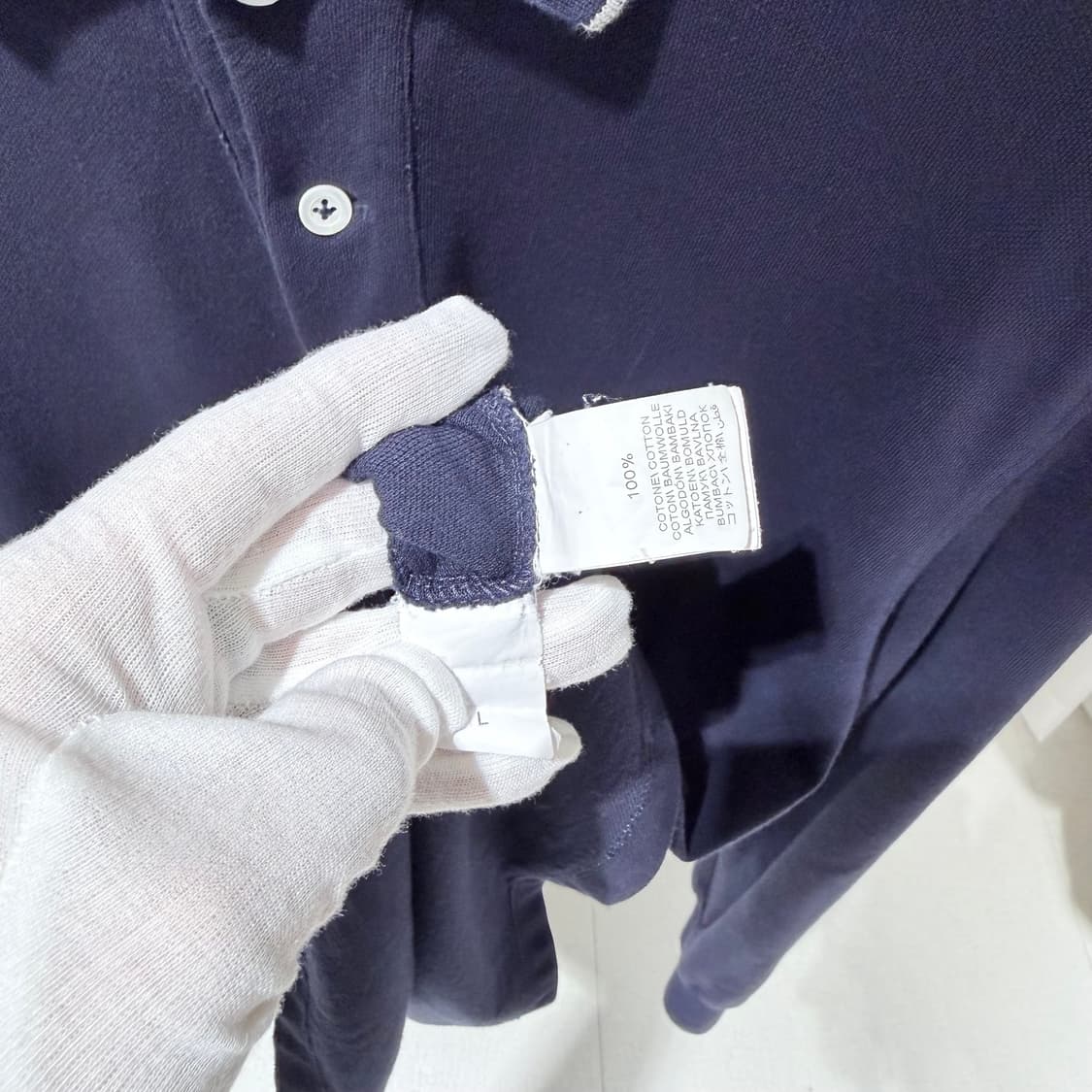 L / 브루넬로쿠치넬리 로고 자수 네이비 긴팔 폴로티셔츠 상품이미지5