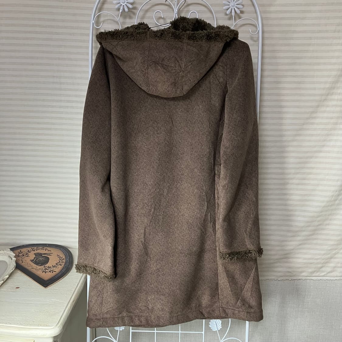 jpn vintage 브라운 헤링본 후드 뽀글이 후드집업 상품이미지8