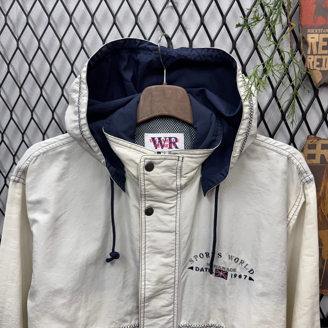 90s JPN VINTAGE 올드스쿨 아노락 후드 바람막이 아이보리 상품이미지3