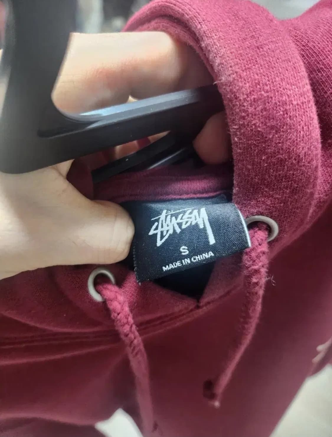 스투시 버건디 기모 후드티s 상품이미지3