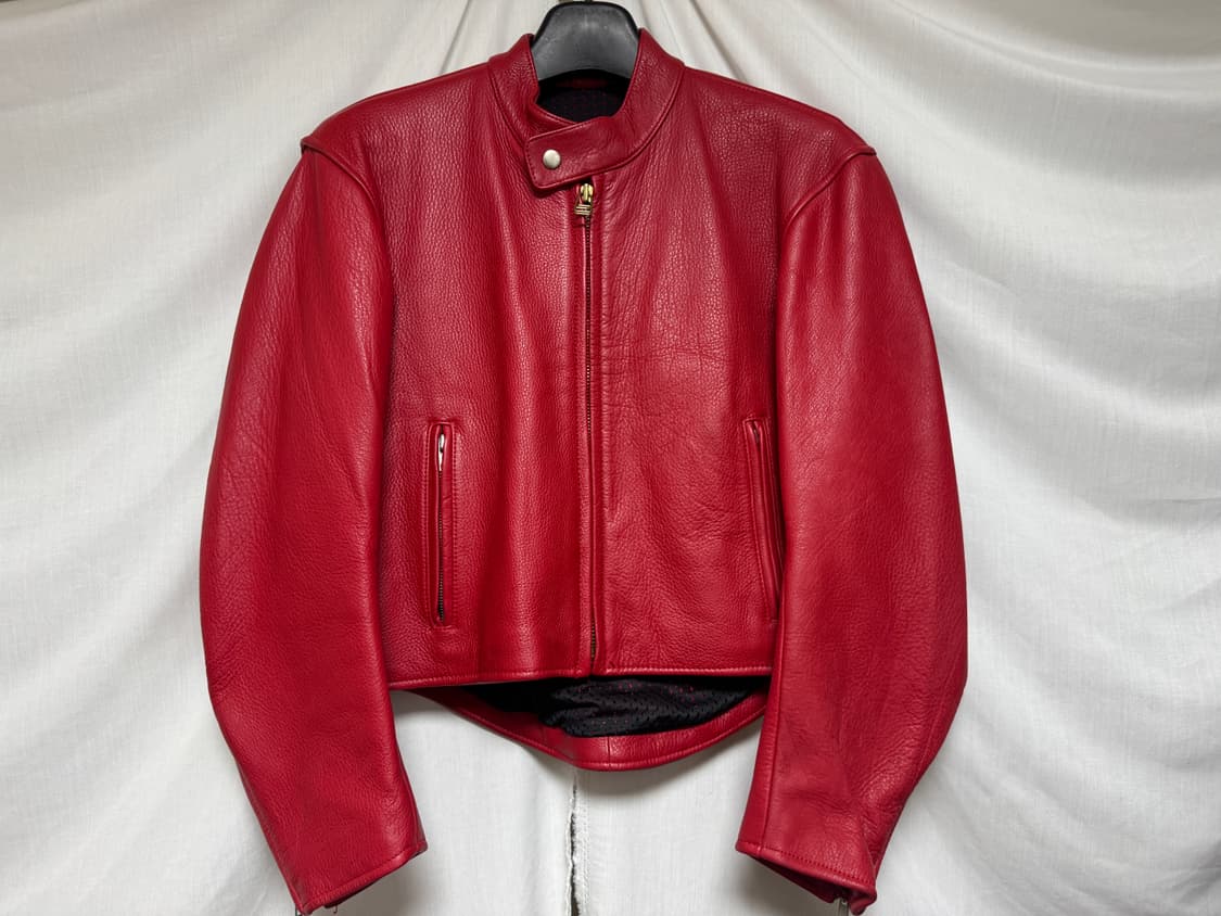 [L] 레드 소가죽 싱글 라이더 자켓 상품이미지1
