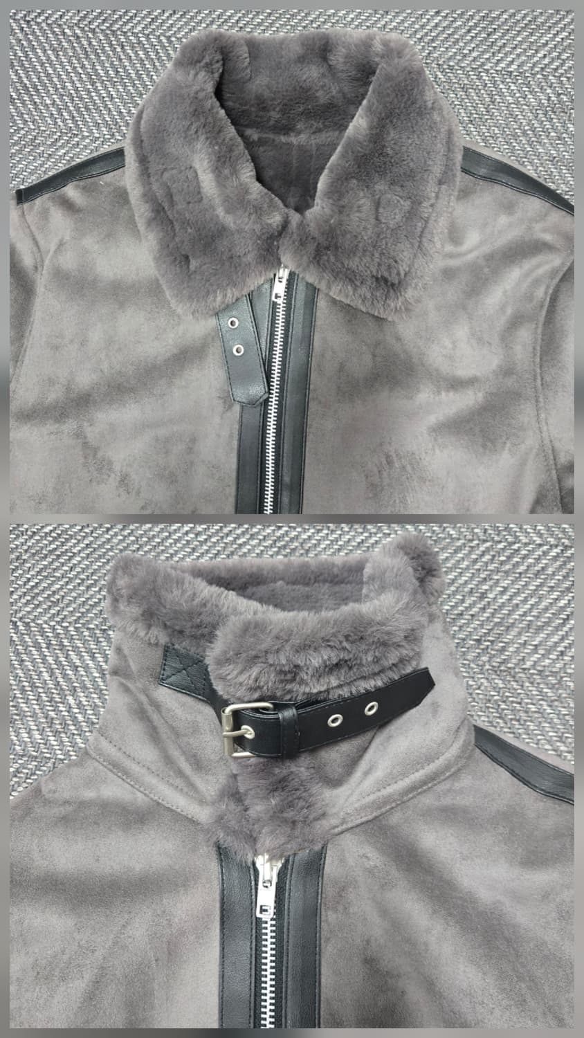 도프제이슨 솔리드 스웨이드 무톤 자켓 무스탕 그레이 상품이미지4