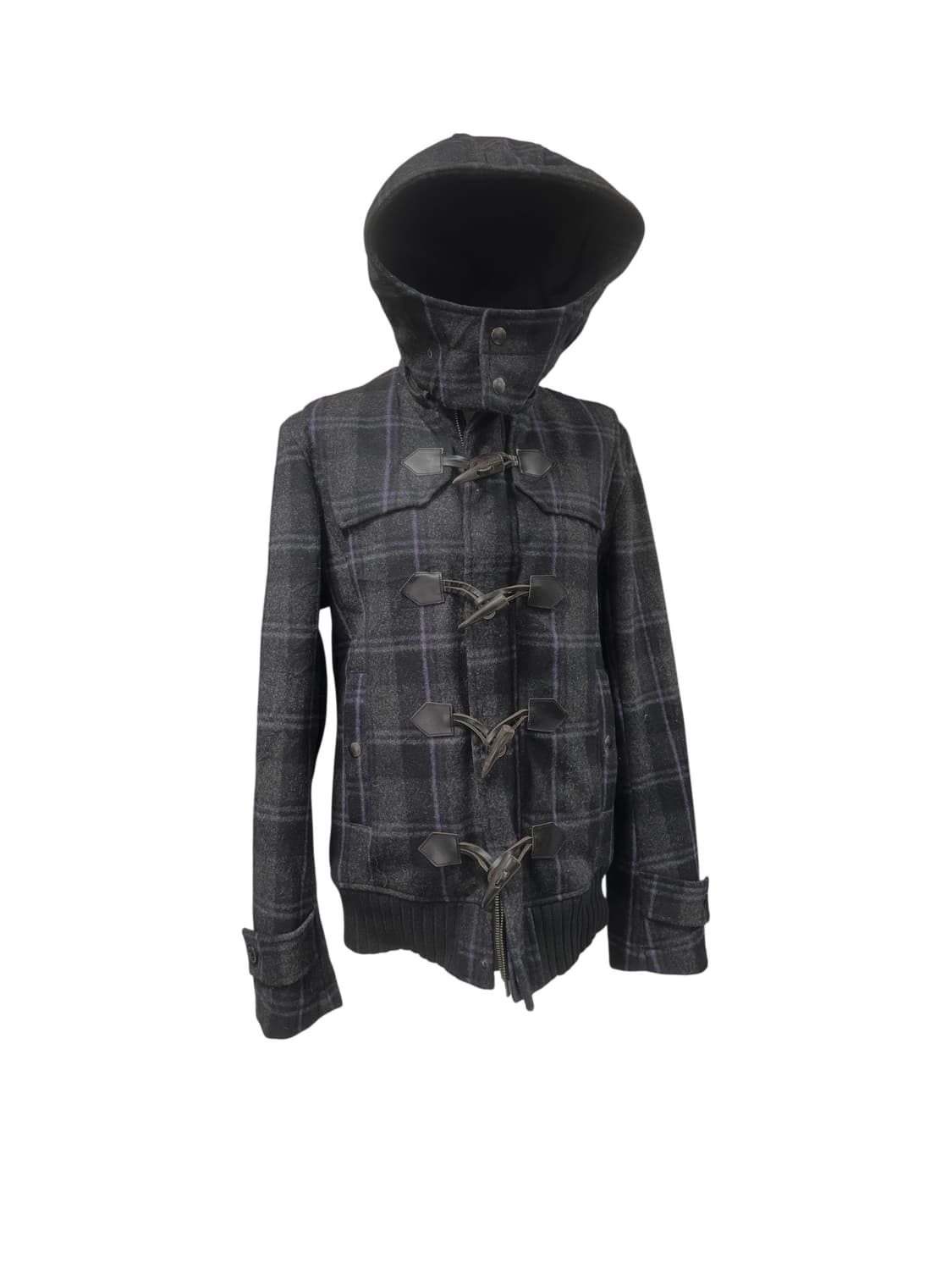 딥차콜&퍼플체크 더블 후드자켓 상품이미지3