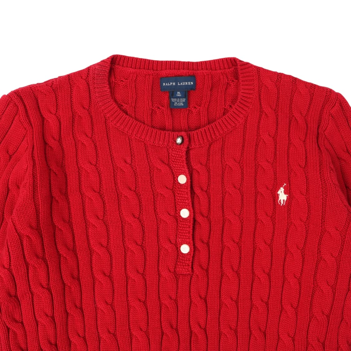 폴로 랄프로렌 우먼스 레드 버튼업 케이블 니트 상품이미지2