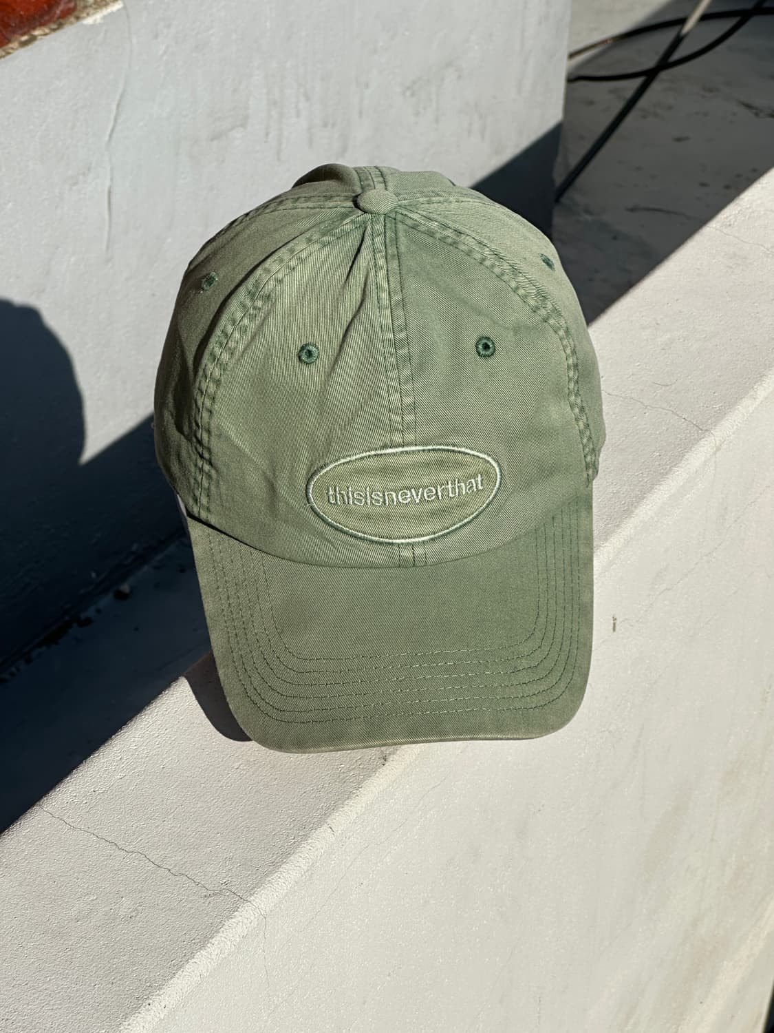 [F] 디스이즈네버댓 로고 워싱 카키 볼캡 모자 상품이미지1
