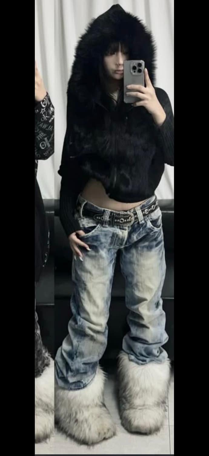 (입질연)노드네피아빈티지아이스워싱데님청바지큐빈티지아야즈오츠팝걸 상품이미지1