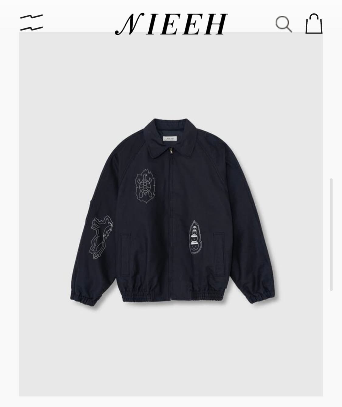 (새제품) NIEEH 니히 네이비 자켓 점퍼 프린팅 상품이미지1