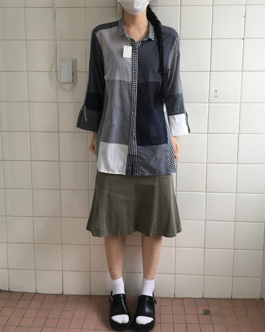 Check pattern mixed shirt 상품이미지1