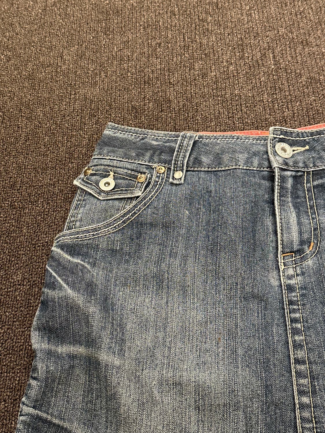 S)Japanese vintage 데님 셔링 미니 스커트 상품이미지2