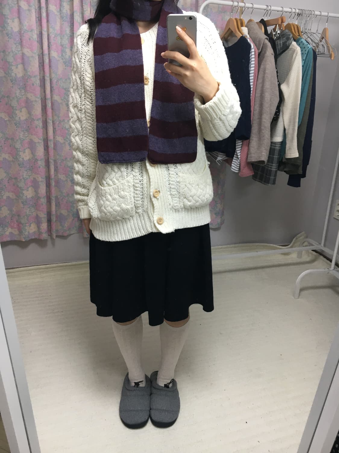 퍼플 버건디 스트라이프 머플러 상품이미지10