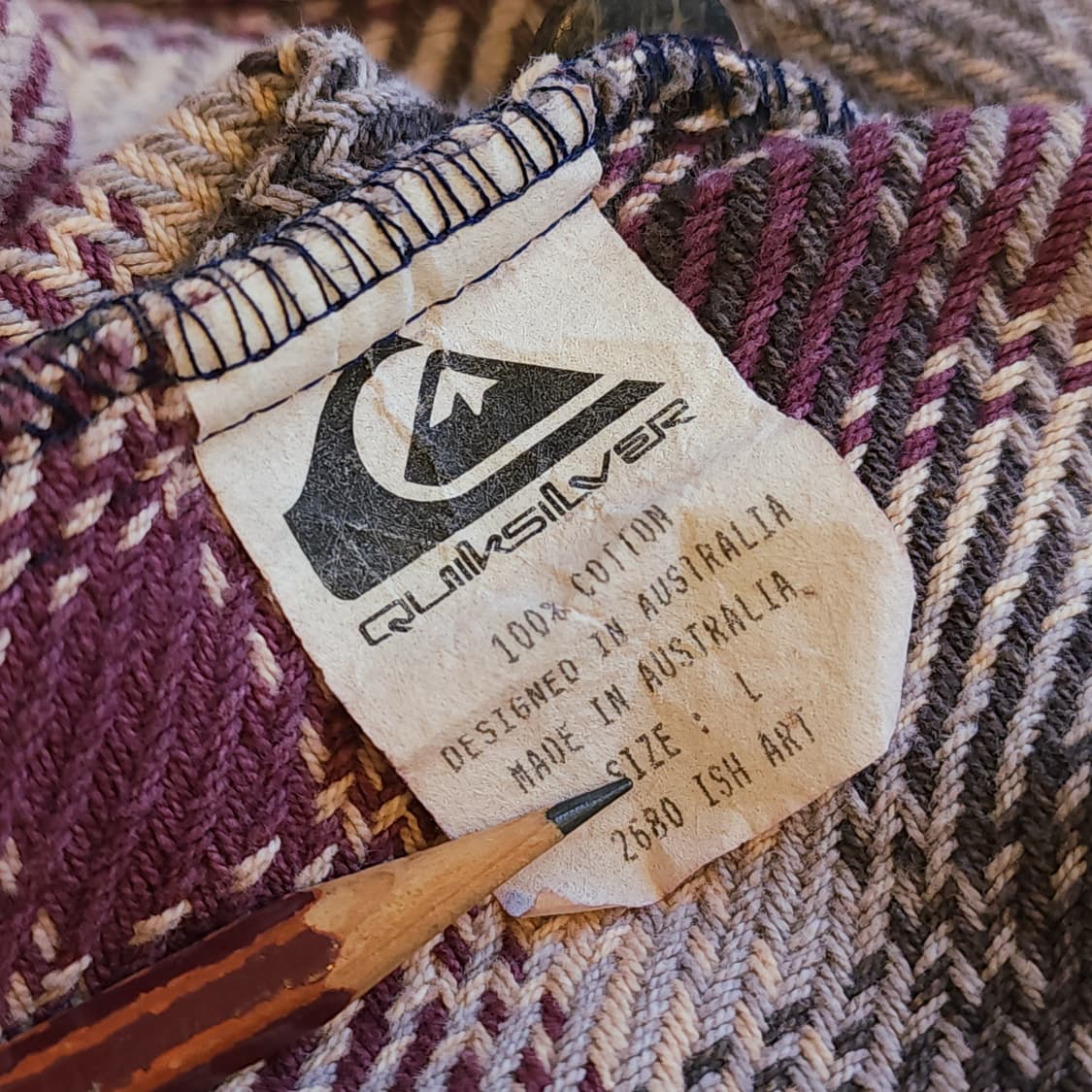 90s 퀵실버 플란넬 셔츠 헤비코튼 워크셔츠 퍼플 체크 L 상품이미지10