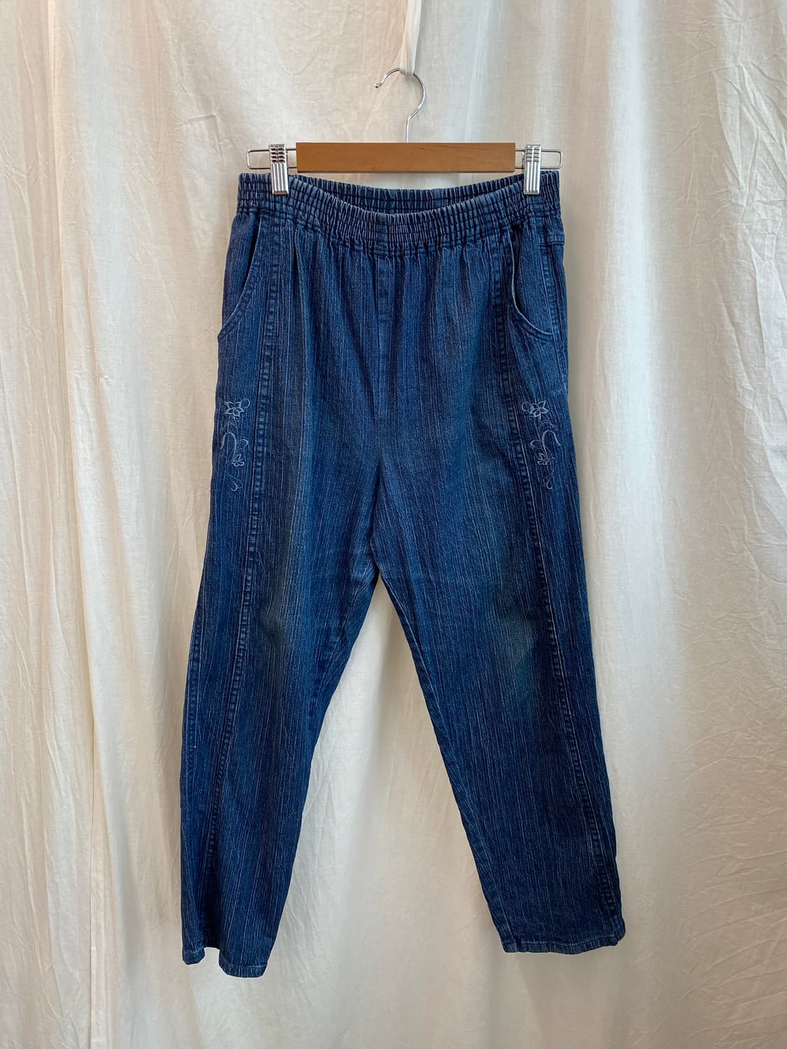 데님 자수 밴딩팬츠(M) 상품이미지1