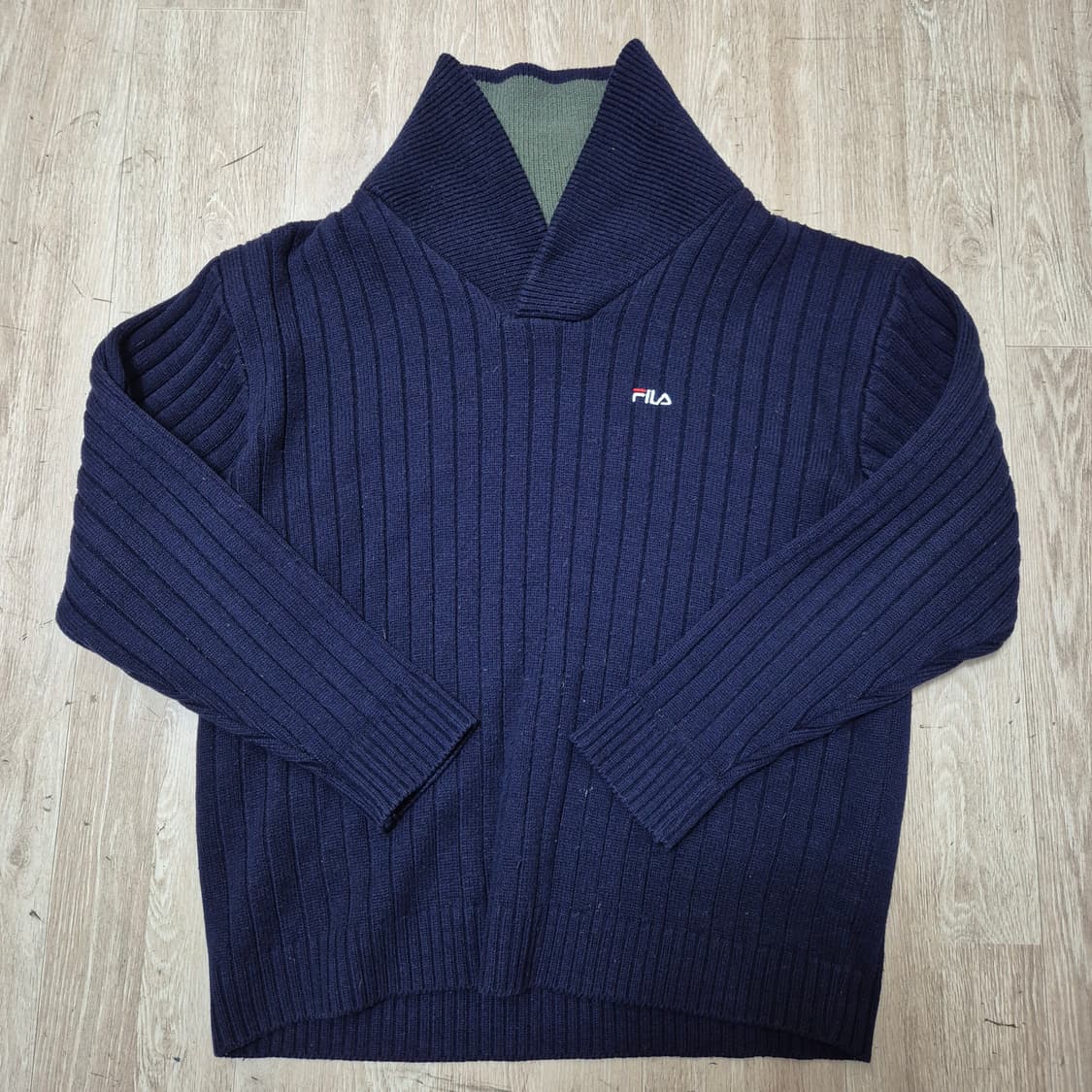 휠라 숄 카라 풀오버 골지 니트 XL(105) 상품이미지1