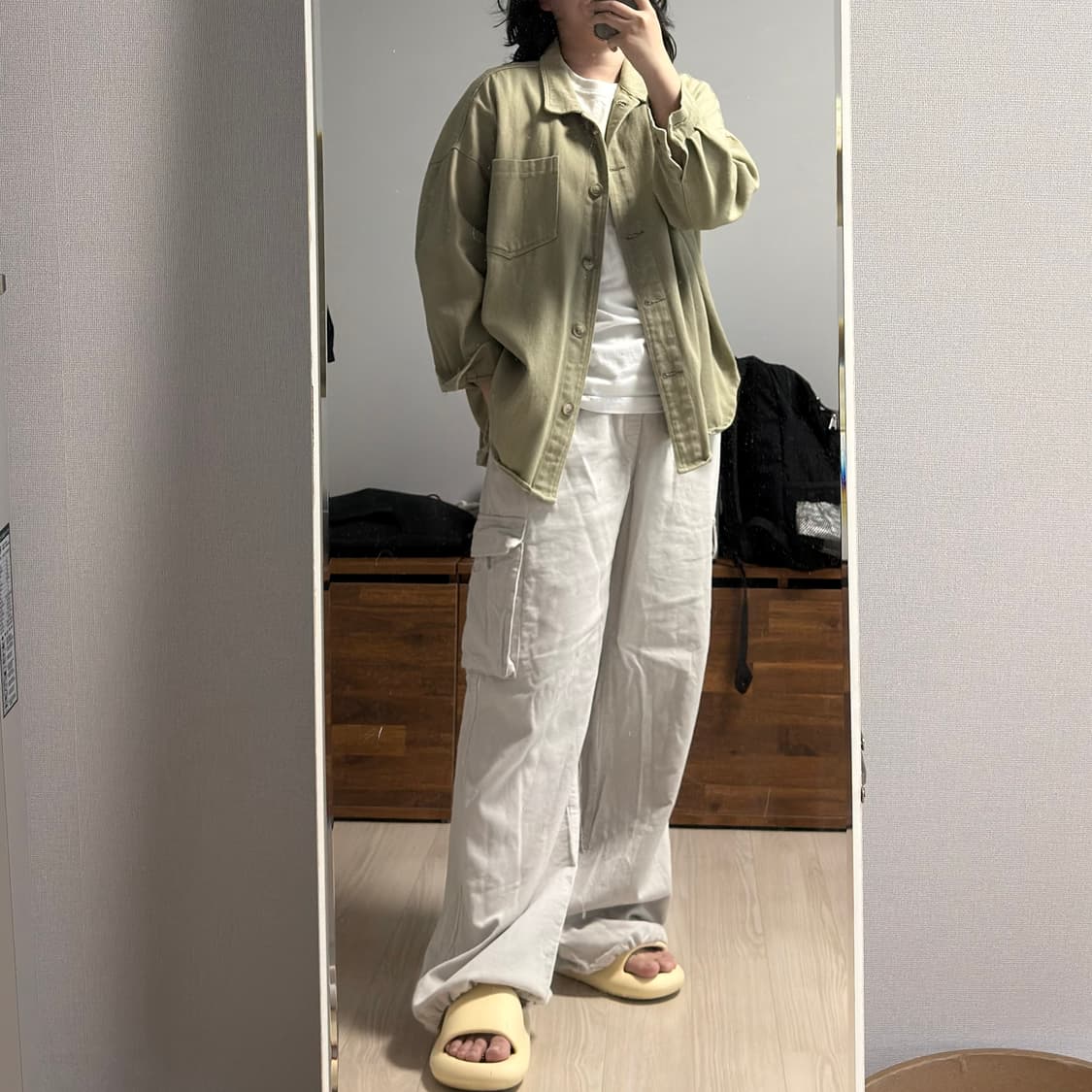 오버핏 트윌 면 자켓 카키 상품이미지1