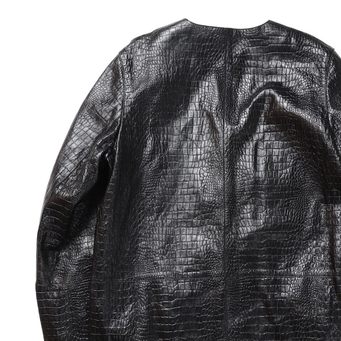 Toteme Black Croc Embossed Leather Jacke 상품이미지5