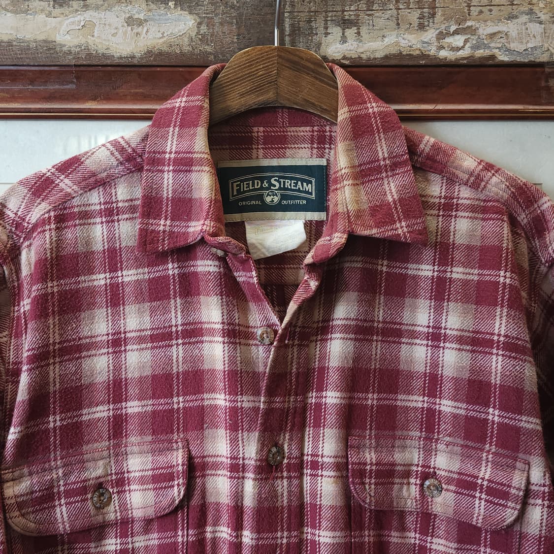 90s 아메리칸 빈티지 체크셔츠 헤비 플란넬 워크셔츠 레드 L 상품이미지4