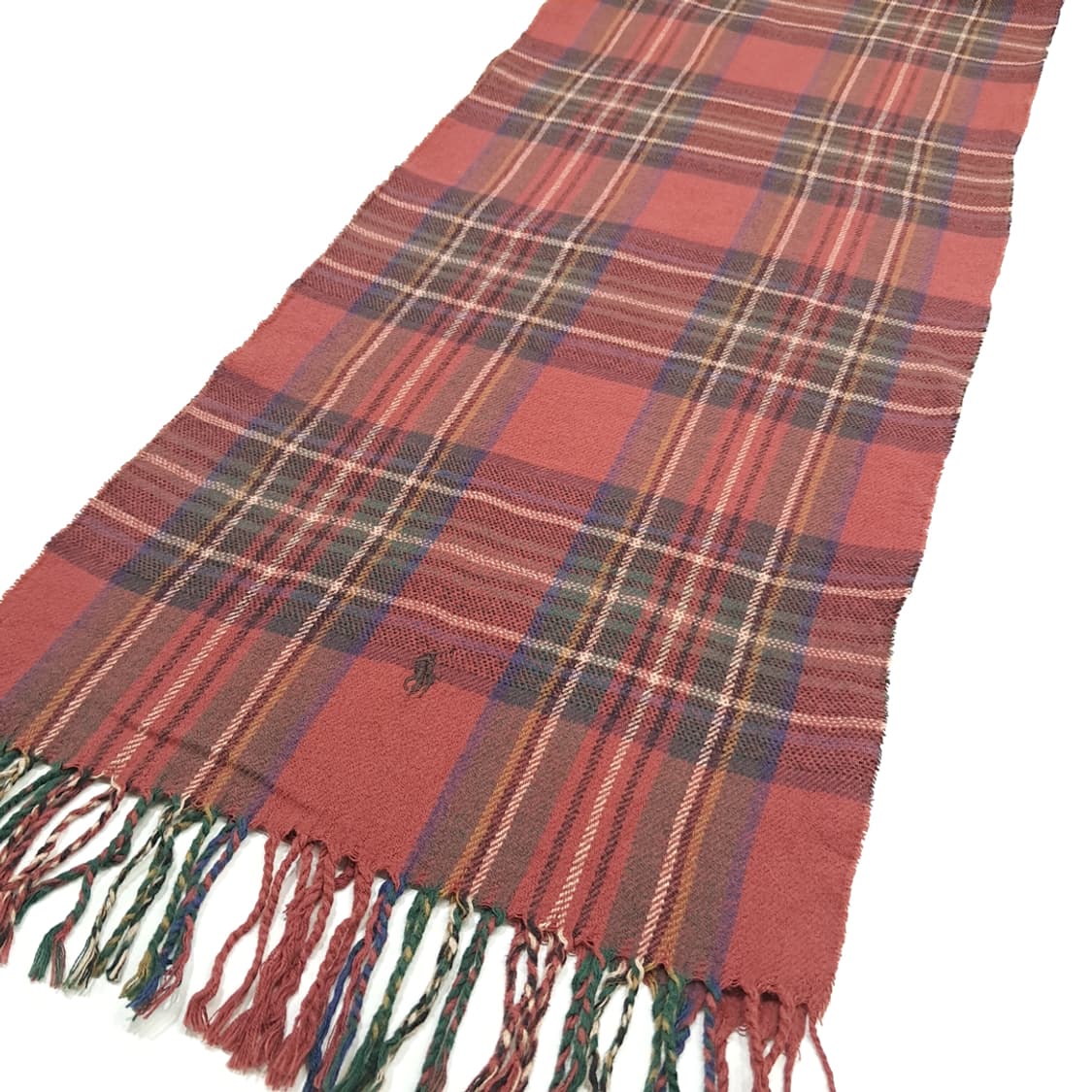 MX317 폴로 랄프로렌 테라코타 타탄체크 프랑스코튼 목도리 머플러 상품이미지2