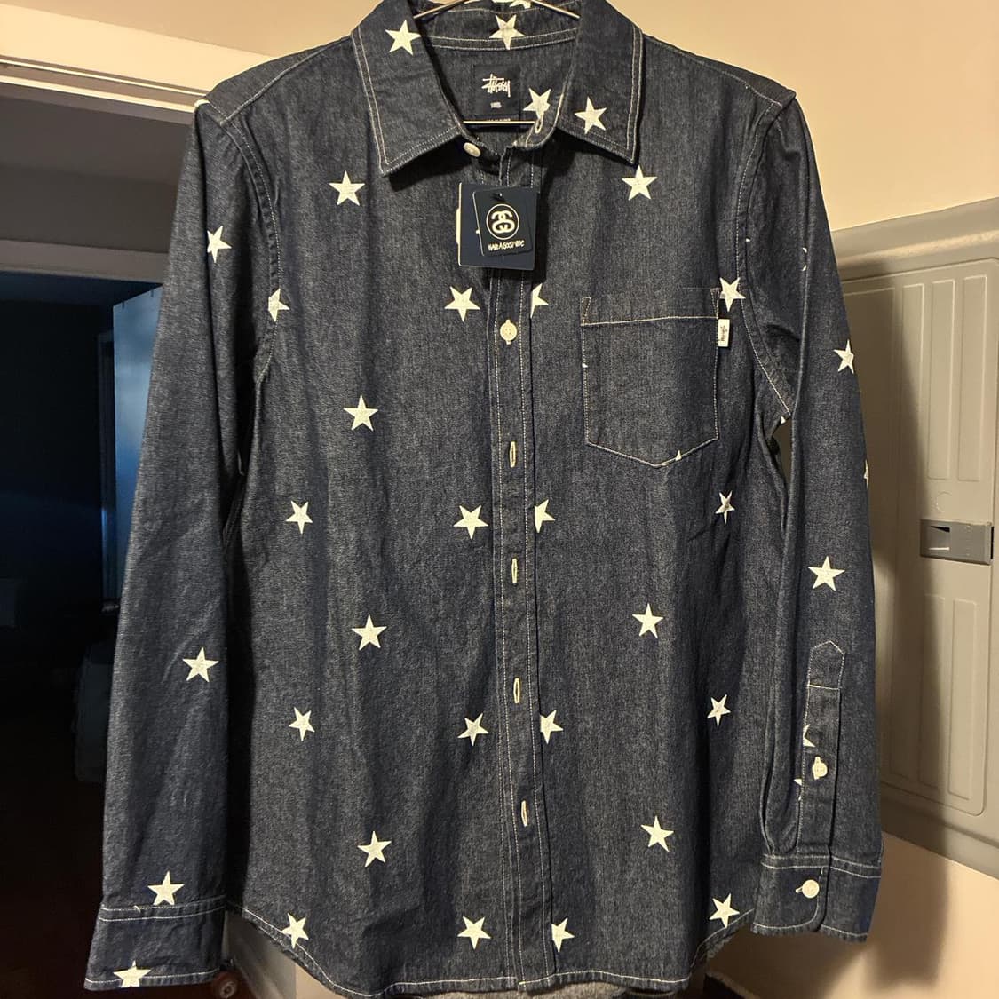 10s 스투시 스타 프린트 데드스탁 데님 셔츠  상품이미지1
