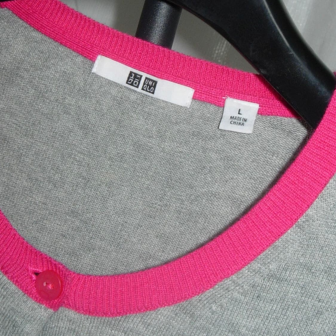 유니클로 핑크 그레이 가디건 상품이미지3