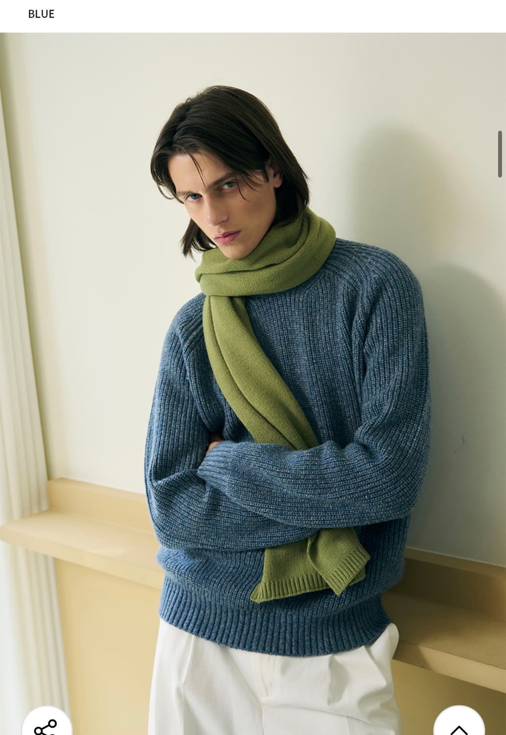 (새상품)(XL) 드로우핏 울 블렌딩 레글런 풀오버 니트 [BLUE] 상품이미지6