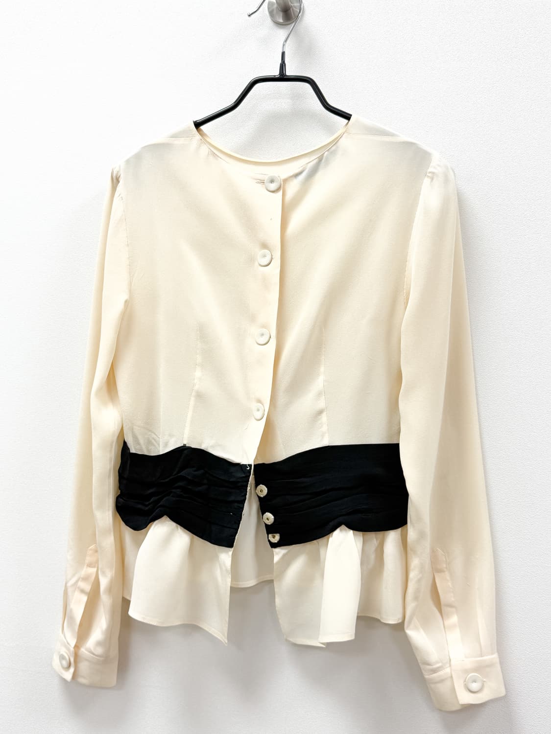 프라다 리본 디테일 실크 페플럼 블라우스 상품이미지6