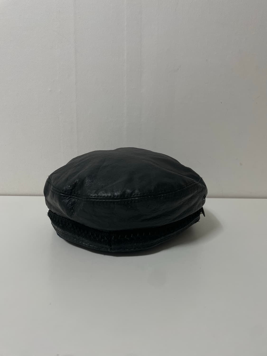 블랙 올드스쿨 레더 가죽 헌팅캡 모자 상품이미지4