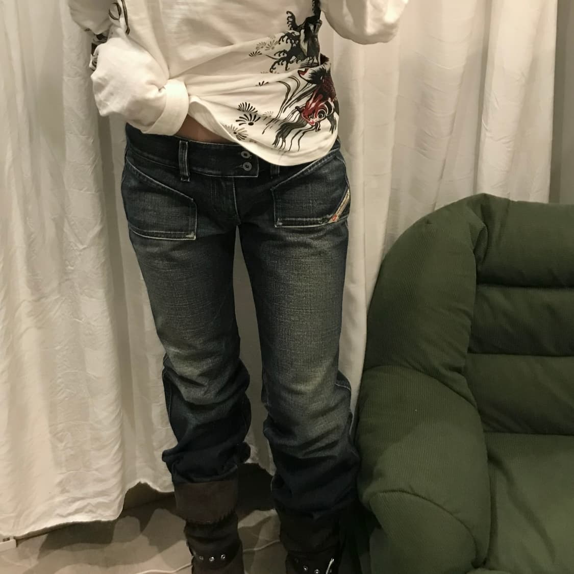 Diesel 디젤 로우 세미부츠컷 흑청 데님 상품이미지1