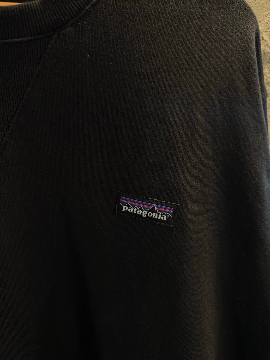 XL 파타고니아 PATAGONIA 로고 패치 오가닉 코튼 맨투맨 블랙 상품이미지3