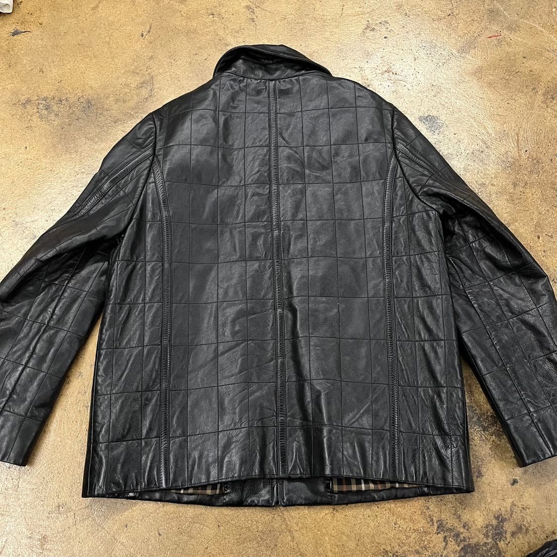 [정품/95] 닥스 런던 블랙 퀼팅 가죽 자켓 b16 상품이미지4