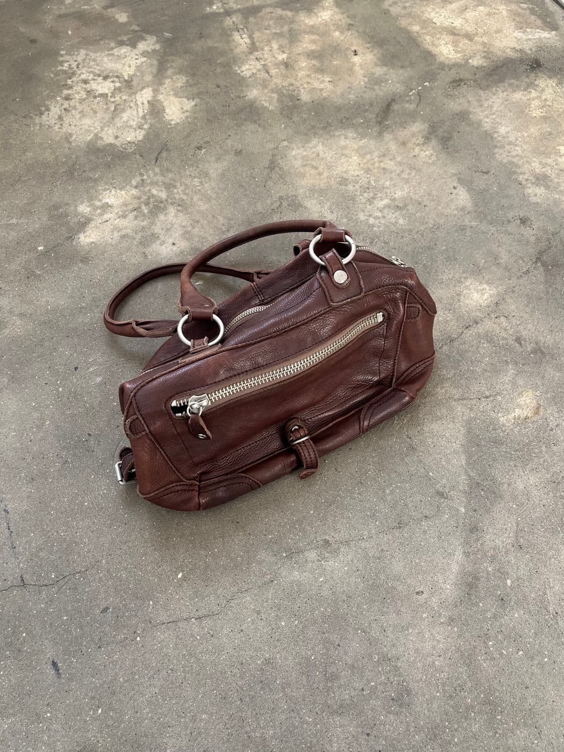 Vintage (maede in japan) 브라운 리얼레더 토트백 상품이미지2